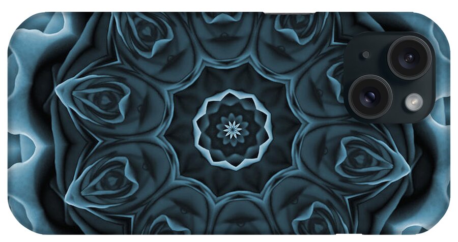 Flower iPhone Case featuring the digital art Blue Rose Mandala by Julia Underwood