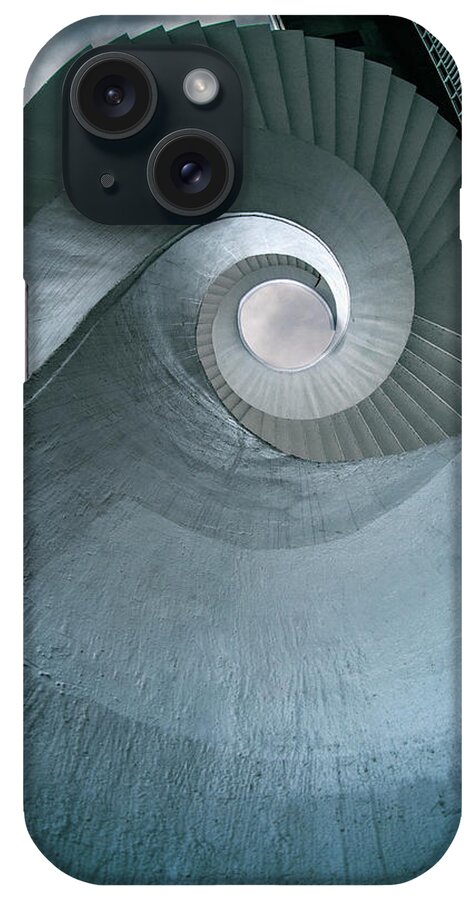 Architecture iPhone Case featuring the photograph Blue spiral stairs by Jaroslaw Blaminsky