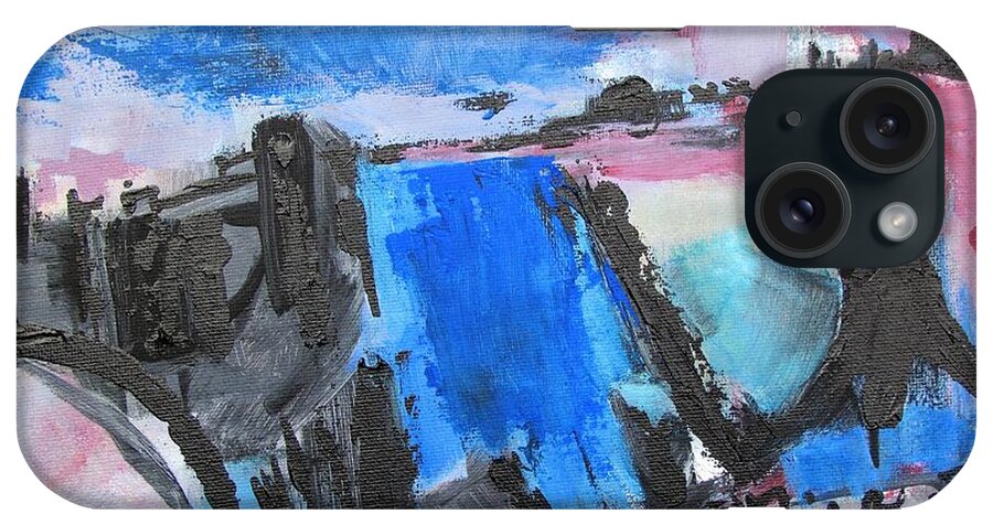 Blue Square Front And Center iPhone Case featuring the painting Blue Square by Betty Pieper