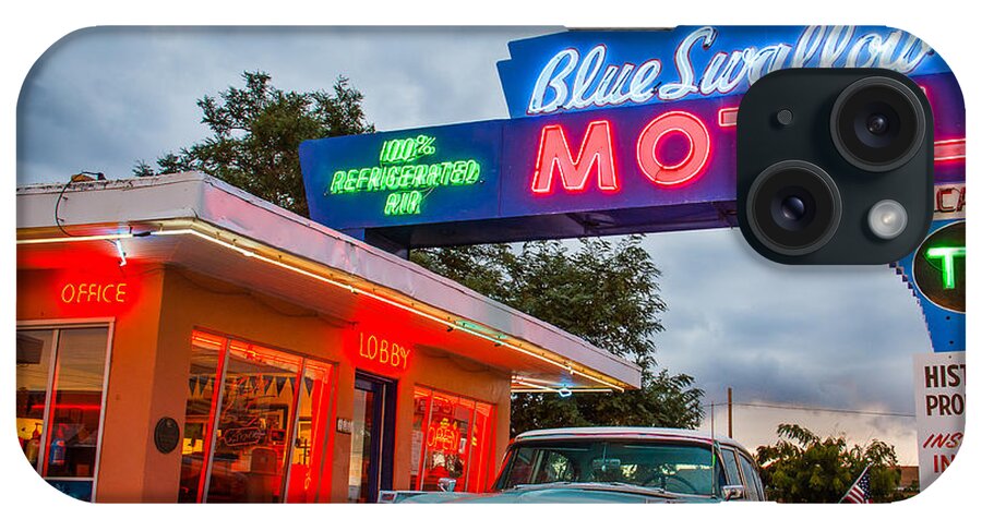 Steven Bateson iPhone Case featuring the photograph Blue Swallow Motel On Route 66 by Steven Bateson