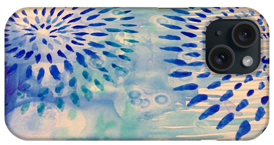 Blue iPhone Case featuring the photograph #blue Watercolor And #alcoholdrops Give by Robin Mead