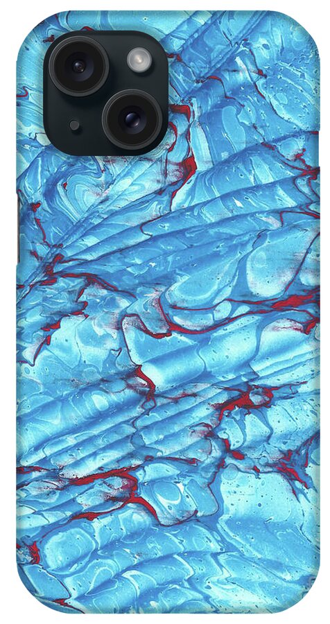 Water Marbling iPhone Case featuring the painting Blue Wave 9 by Daniela Easter