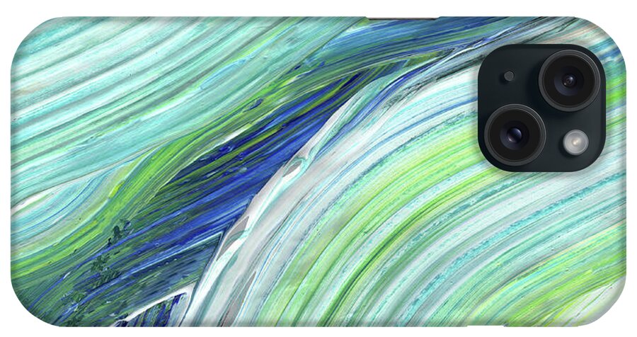 Abstract Water iPhone Case featuring the painting Blue Wave Abstract Art for Interior Decor I by Irina Sztukowski