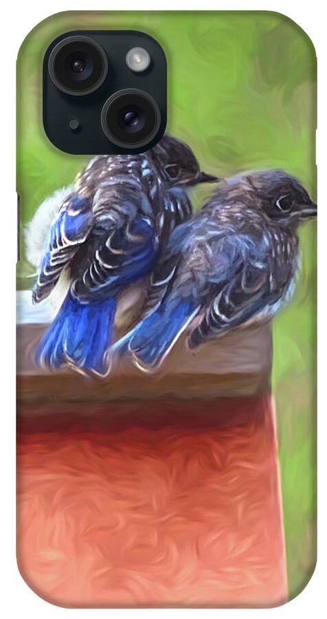 Bluebird iPhone Case featuring the photograph Bluebird Fledglings by Sue Melvin