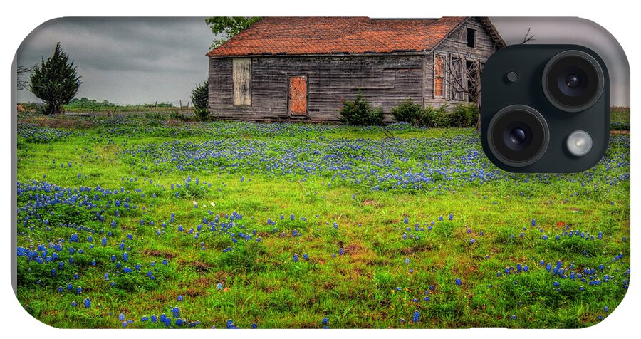 Bluebonnet iPhone Case featuring the photograph Bluebonnets and Abandoned Farm House by David and Carol Kelly
