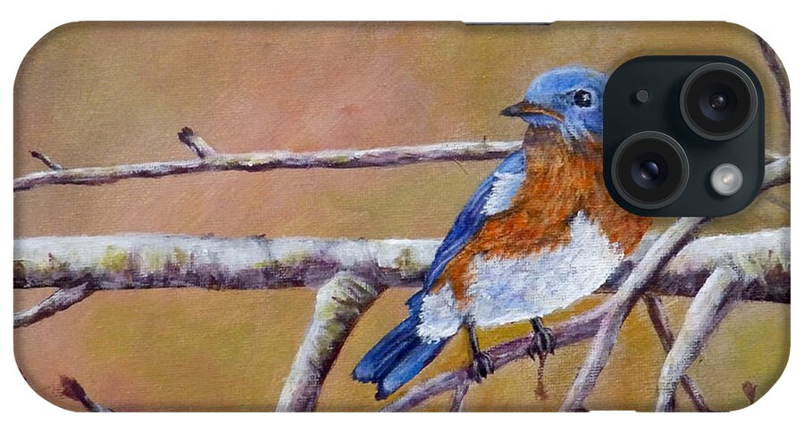 Blue.bird iPhone Case featuring the painting Bluey by Dan Wagner