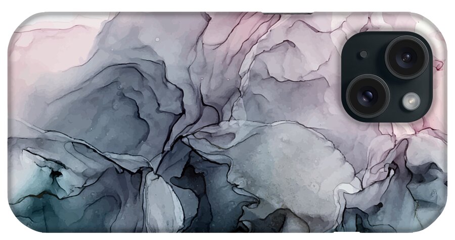 Digital iPhone Case featuring the painting Blush and Payne's Gray Flowing Abstract by Elizabeth Karlson