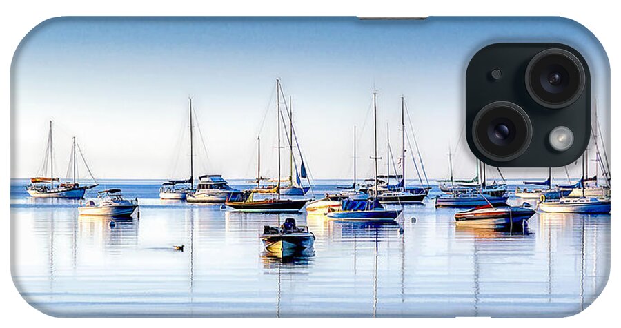 Door County iPhone Case featuring the painting Boat Reflections Panorama by Christopher Arndt