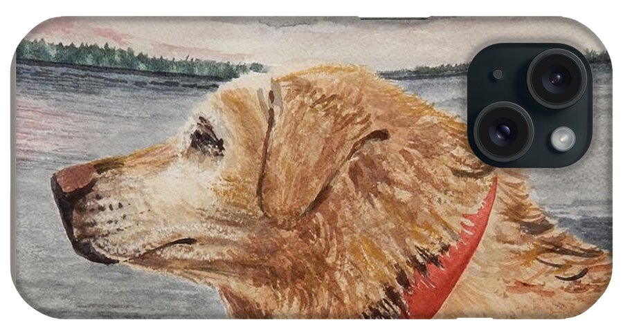 Golden Lab iPhone Case featuring the painting Boat Ride by Betty-Anne McDonald