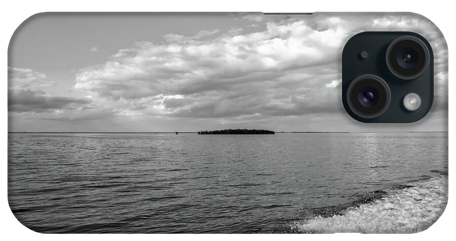 Black And White iPhone Case featuring the photograph Boat Wake On Florida Bay by Louise Lindsay