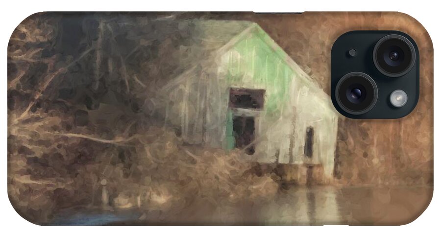 Landscape iPhone Case featuring the painting Boathouse on Solstice by Bill McEntee