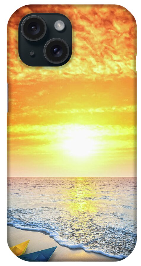 Beautiful iPhone Case featuring the photograph Boats at sunset by Paulo Goncalves