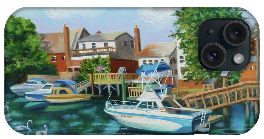 Boats iPhone Case featuring the painting Boats Behind Cross Bay Blvd. by Madeline Lovallo