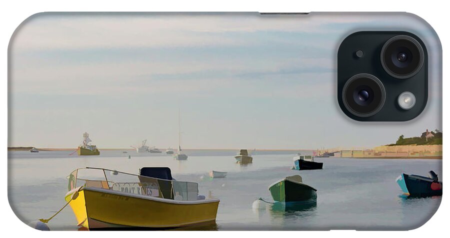 Cape Cod iPhone Case featuring the digital art Boats in Chatham Harbor by Lorraine Cosgrove