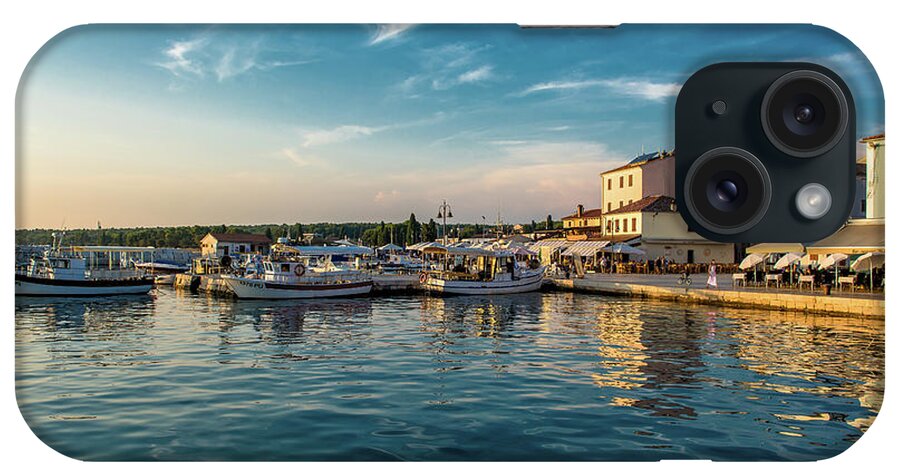 Harbor iPhone Case featuring the photograph Boats in Harbor in Croatia at Sunset by Andreas Berthold