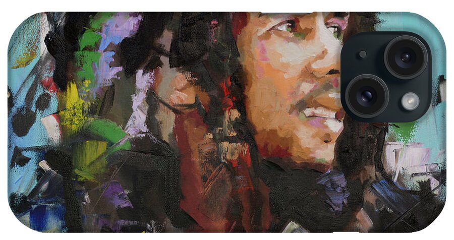Bob Marley iPhone Case featuring the painting Bob Marley Portrait by Richard Day