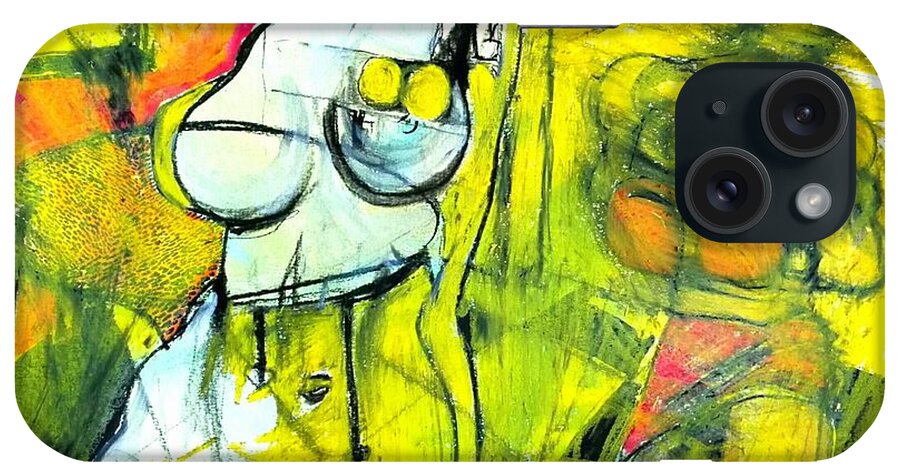 Yellow iPhone Case featuring the drawing Body Language by Helen Syron