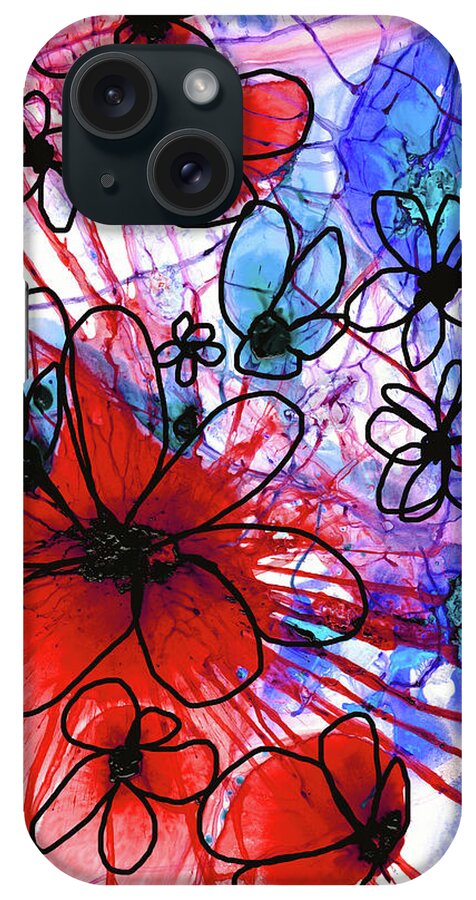 Bold iPhone Case featuring the painting Bold Modern Floral Art - Wild Flowers 3 - Sharon Cummings by Sharon Cummings