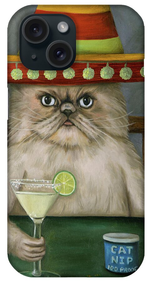 Cat iPhone Case featuring the painting Boozer 3 by Leah Saulnier The Painting Maniac