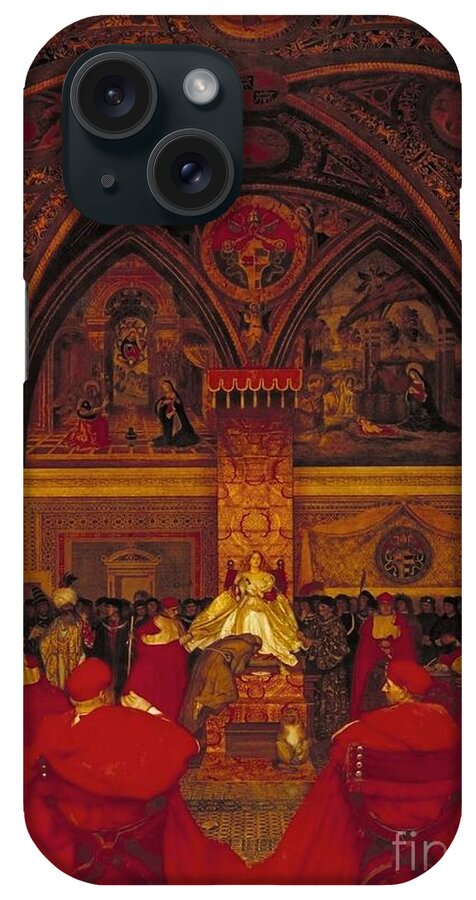 Frank Cadogan Cowper - Lucretia Borgia Reigns In The Vatican In The Absence Of Pope Alexander Vi iPhone Case featuring the painting Borgia Reigns in the Vatican by MotionAge Designs