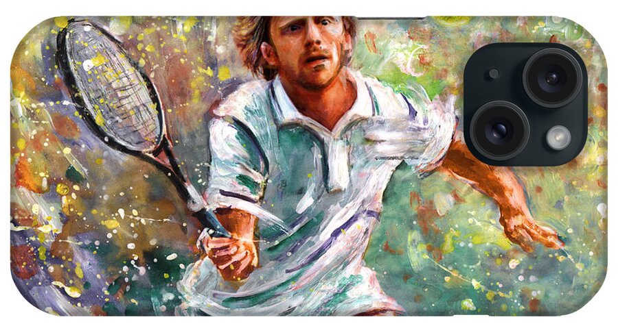 Sport iPhone Case featuring the painting Boris Becker by Miki De Goodaboom