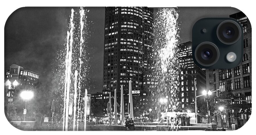 Boston iPhone Case featuring the photograph Boston Greenway Fountain Boston MA Splash Black and White by Toby McGuire