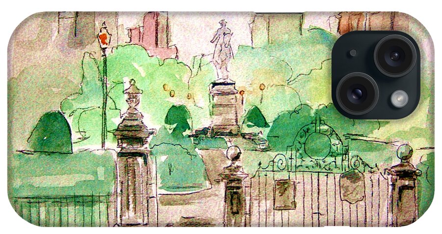 Boston Public Gardens iPhone Case featuring the painting Boston Public Gardens by Julie Lueders 