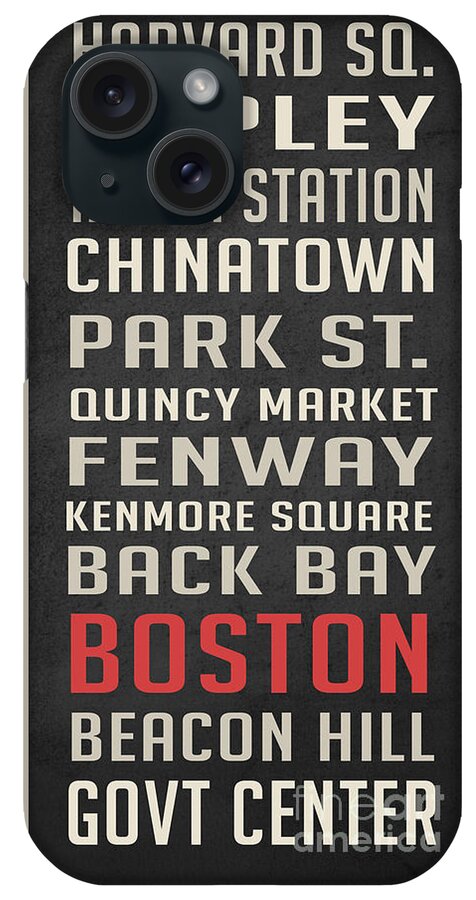 Boston iPhone Case featuring the digital art Boston Subway Stops Poster by Edward Fielding