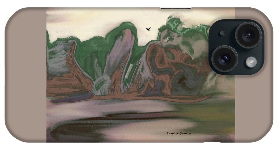 Abstract iPhone Case featuring the painting Boulders and Bushes by Lenore Senior