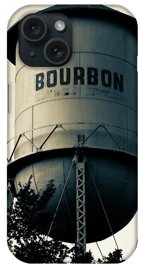 America iPhone Case featuring the photograph Bourbon Whiskey Vintage Water Tower - Missouri - Sepia by Gregory Ballos