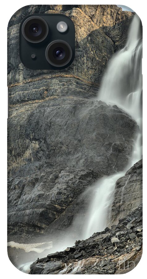 Bow Glacier Falls iPhone Case featuring the photograph Bow Glacier Falls Rugged Cliff by Adam Jewell
