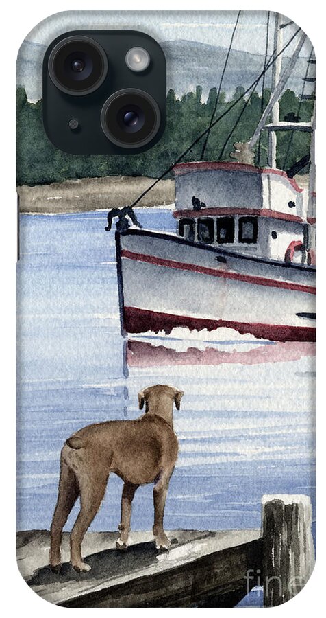 Boxer iPhone Case featuring the painting Boxer On The Dock by David Rogers