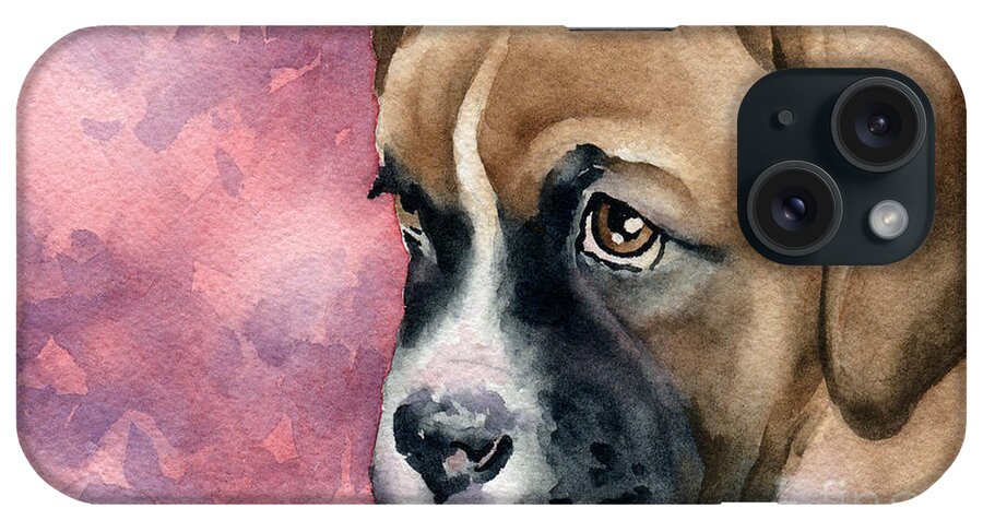 Boxer iPhone Case featuring the painting Boxer Puppy by David Rogers