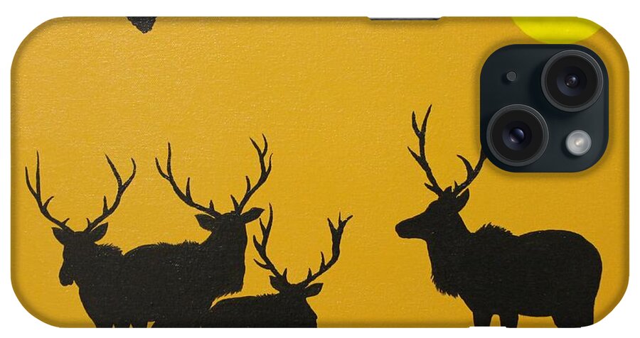 Elk iPhone Case featuring the painting Boy's night out by Ralph Root