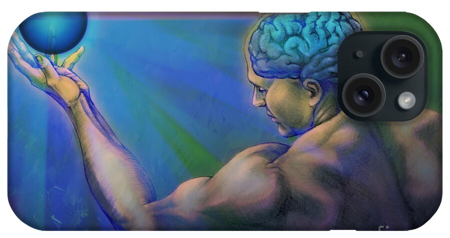 Healthcare iPhone Case featuring the painting Brain Back Orb by Robert Corsetti