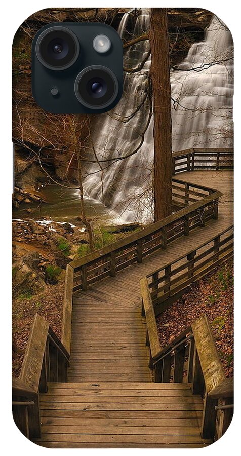 Landscape Nature Waterfall Boardwalk Brandywine Ohio brandywine Falls Water Cascades Trees Deck brandywine Inn cuyahoga Valley National Park iPhone Case featuring the photograph Brandywine Falls by Jeff Burcher