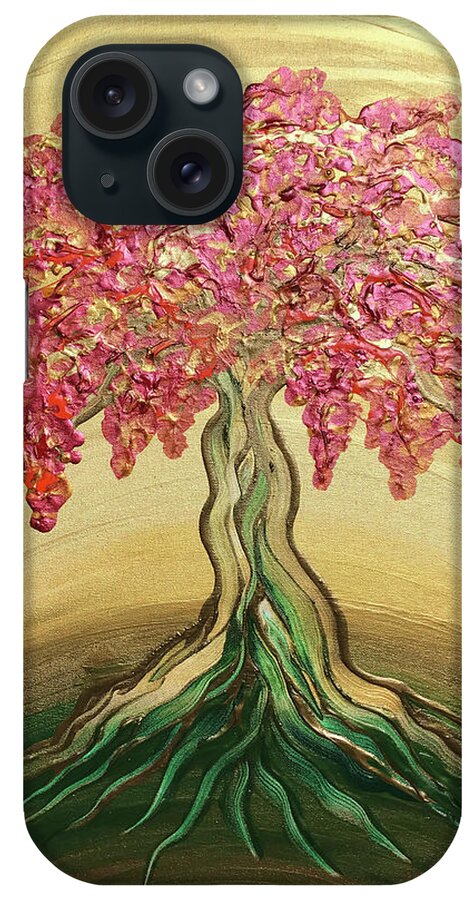 Flame Tree iPhone Case featuring the painting Breathe Golden Peace by Michelle Pier