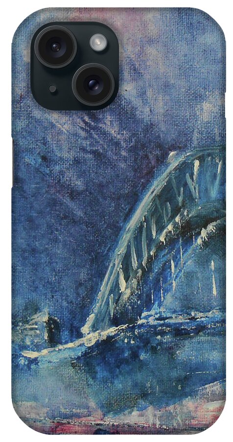 Abstract iPhone Case featuring the painting Bridge To All Dreams by Jane See