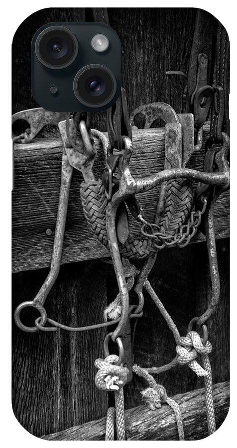 Bridle iPhone Case featuring the photograph Bridle And Barn In Black And White by Greg and Chrystal Mimbs
