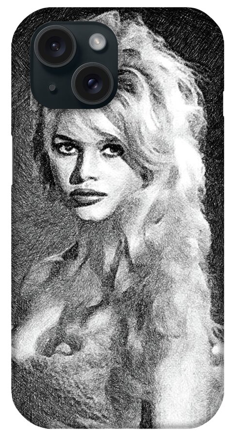 Brigitte iPhone Case featuring the drawing Brigitte Bardot, Actress by JS by Esoterica Art Agency