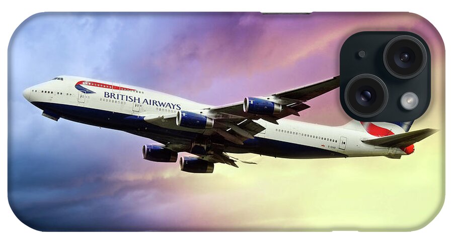 British Airways iPhone Case featuring the digital art British Airways Boeing 747-400 by Airpower Art