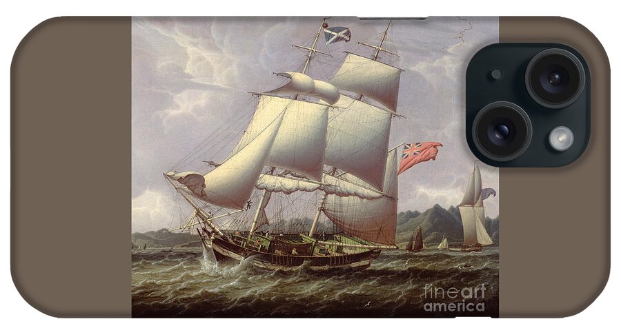 Schooner iPhone Case featuring the painting British Schooners, 1828 by Robert Salmon