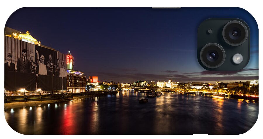 Georgia Mizuleva iPhone Case featuring the photograph British Symbols and Landmarks - Silky River Thames at Night Complete with the Royal Family by Georgia Mizuleva