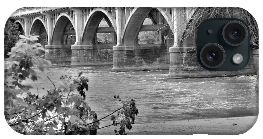Gervais Street Bridge Black And White iPhone Case featuring the photograph Gervais Street Bridge Black And White by Lisa Wooten