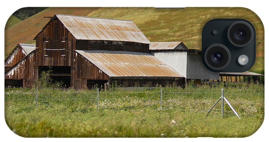 Farm Landscape iPhone Case featuring the photograph Brown Barn Hill by Suzanne Oesterling