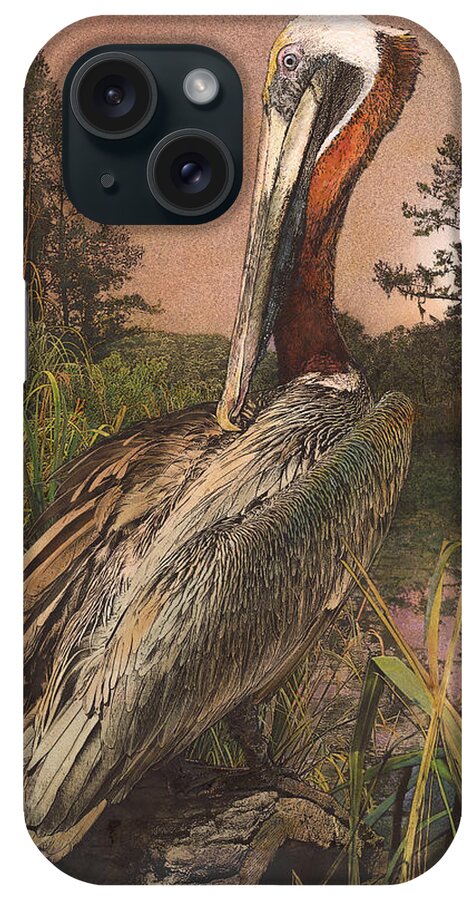 Pelican iPhone Case featuring the painting Brown Pelican by John Dyess