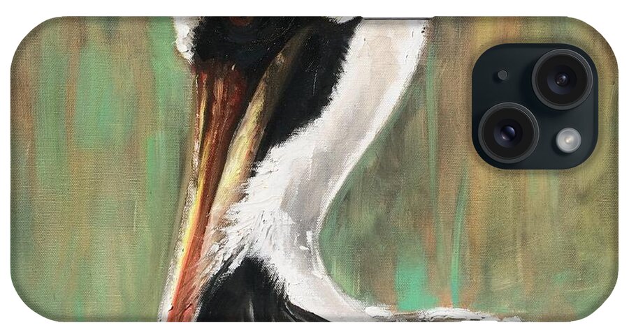 Bird iPhone Case featuring the painting Brown Pelican by Maggii Sarfaty