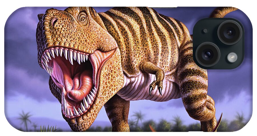 Dinosaur iPhone Case featuring the digital art Brown Rex by Jerry LoFaro