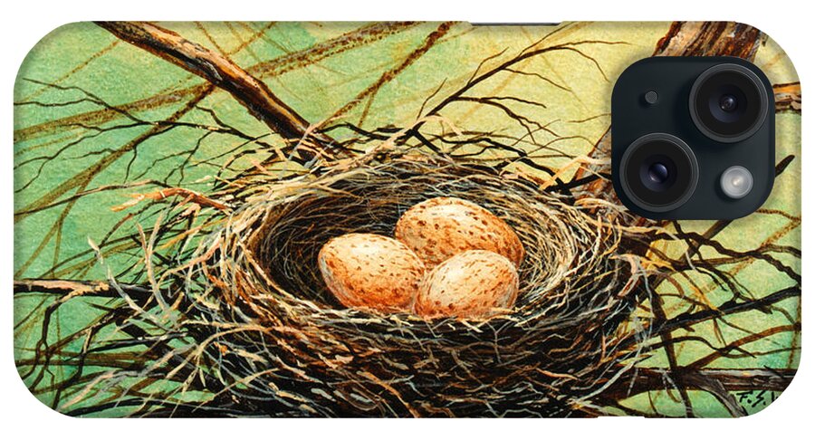 Wildlife iPhone Case featuring the painting Brown Speckled Eggs by Frank Wilson