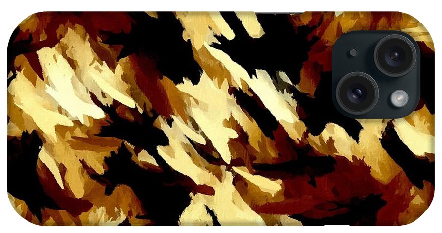 Painting iPhone Case featuring the digital art Brown Tan Black Abstract II by Delynn Addams